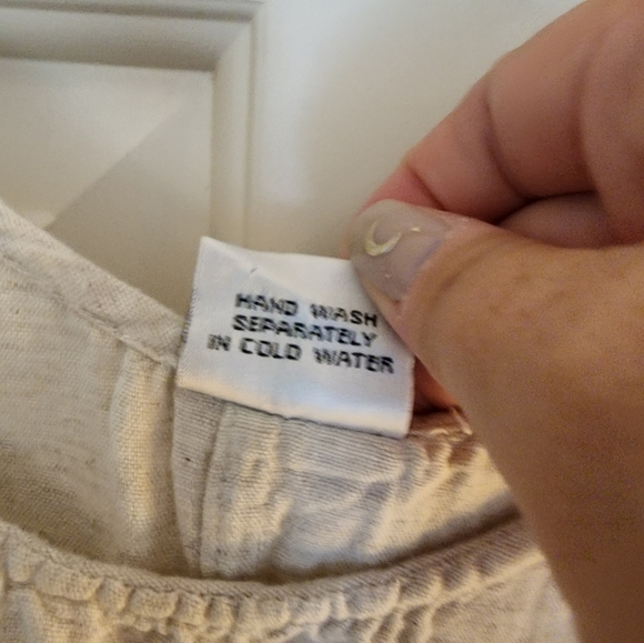 Linen Cotton Tank Dress Embroidered Dancing Tribal Print Artsy Size Xl Lagenlook - Picture 3 of 9